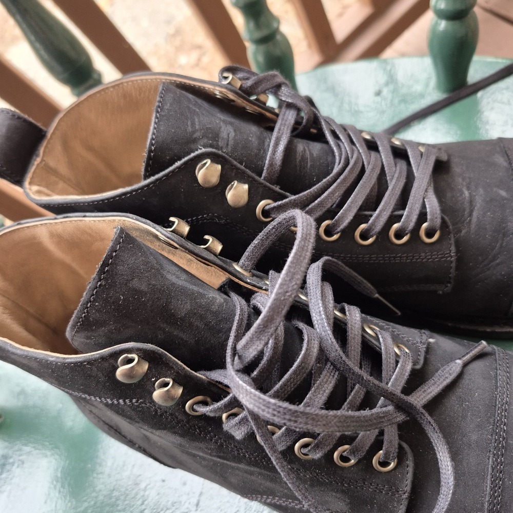 Taylor Stitch Moto Boot Black Waterproof Nubuck Leather Mens 10 Welted Preppy - Picture 3 of 15